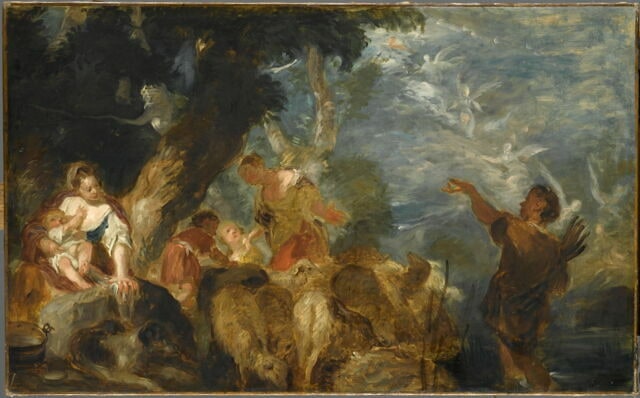Scène biblique (Jacob menant ses brebis à l'abreuvoir ?)