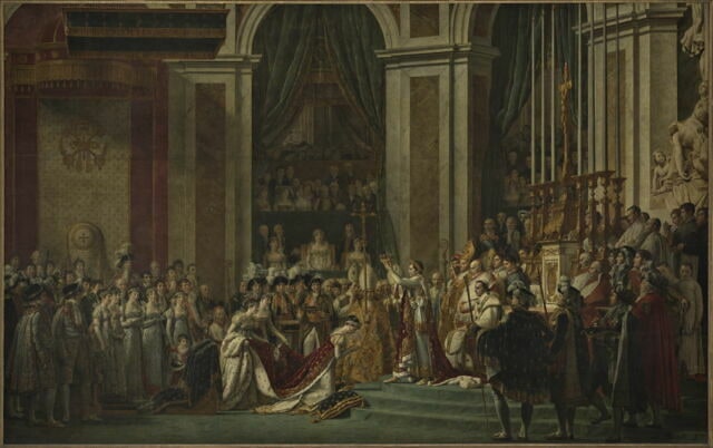 Le Couronnement de l'empereur Napoléon Ier et de l'impératrice Joséphine dans la cathédrale Notre-Dame de Paris, le 2 décembre 1804.