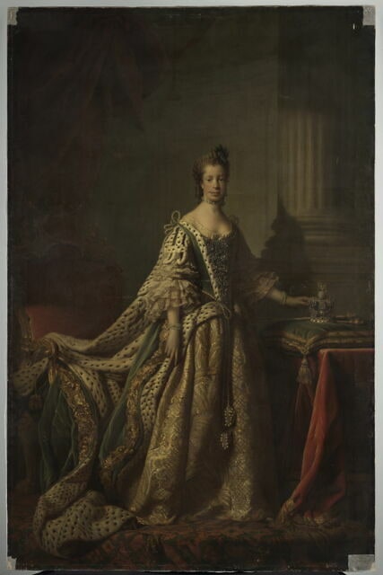Portrait de la reine Charlotte (1744-1818), en robe de couronnement