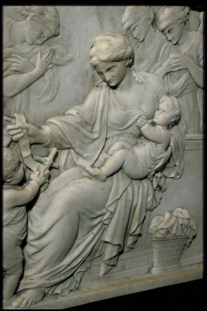 La Vierge allaitant l'Enfant adoré par des anges