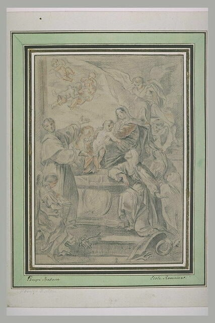 Apparition de la Vierge et de l'Enfant à un groupe de religieux