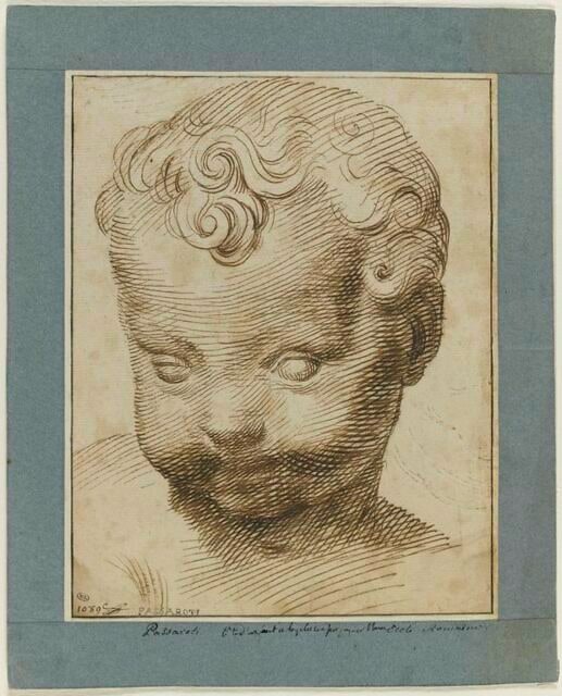 Etude d'une tête d'enfant, vue de face