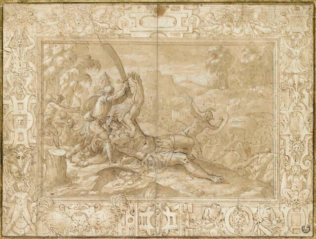 David coupant la tête de Goliath