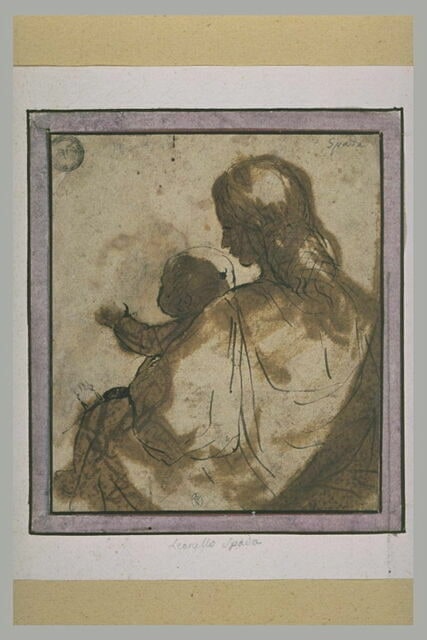 La Vierge assise, avec l'Enfant Jésus, de dos
