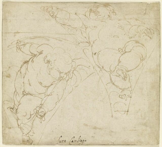 Deux études de putti, dans des pendentifs