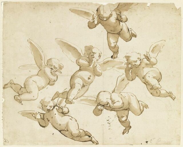 Six angelots volant