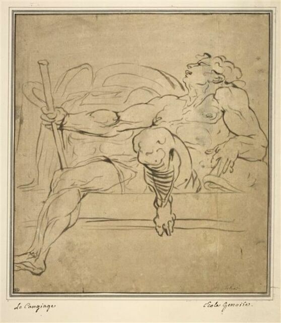 Homme assis sur un lit, tenant un bâton