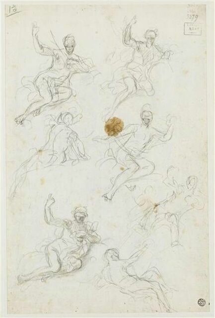 Figures assises sur des nuages