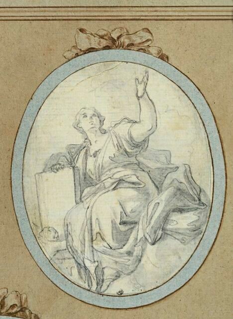 Femme assise, levant le bras gauche
