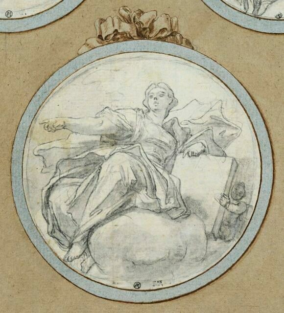 Femme assise, désignant quelque chose