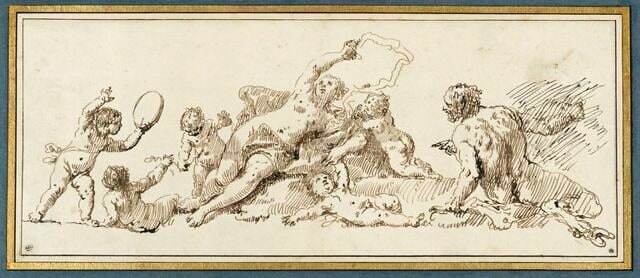 Faune et enfants entourant une nymphe