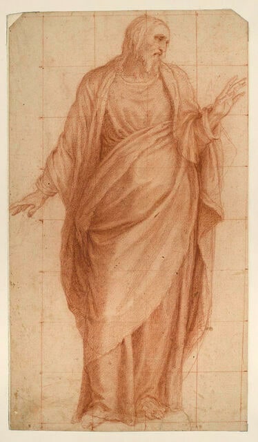 Homme debout, drapé