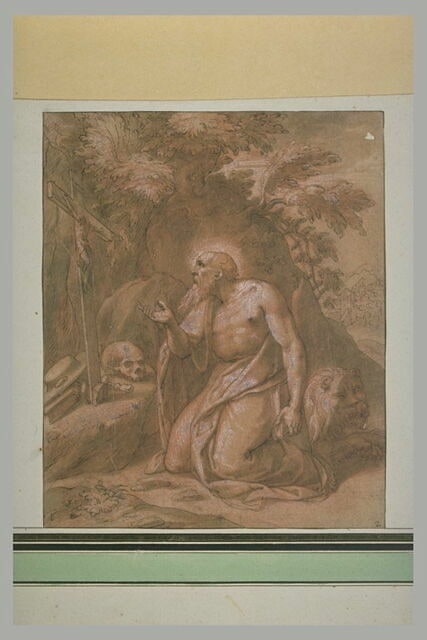Saint Jérôme en prières devant un crucifix
