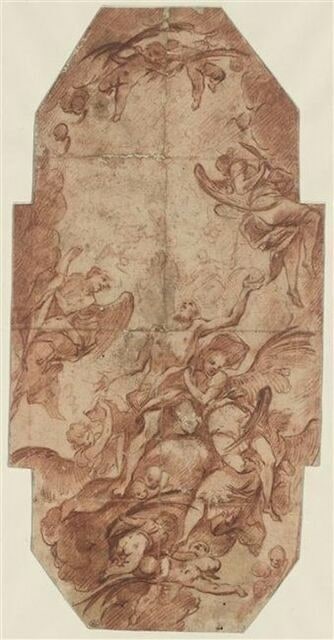 Apothéose d'un saint martyr porté par des anges tenant des palmes