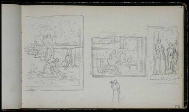 Trois études de composition avec figures