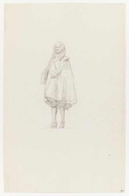Personnage masculin en costume du XVIIe siècle, de face. Etude pour la Réception du Grand Condé à Versailles.
