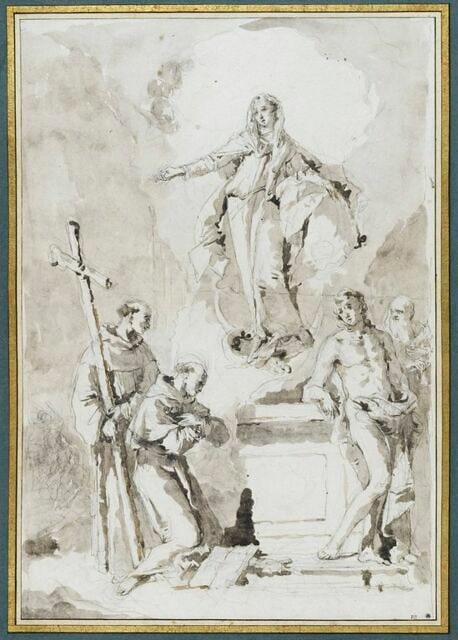 La Vierge sur les nuages apparaissant à quatre saints