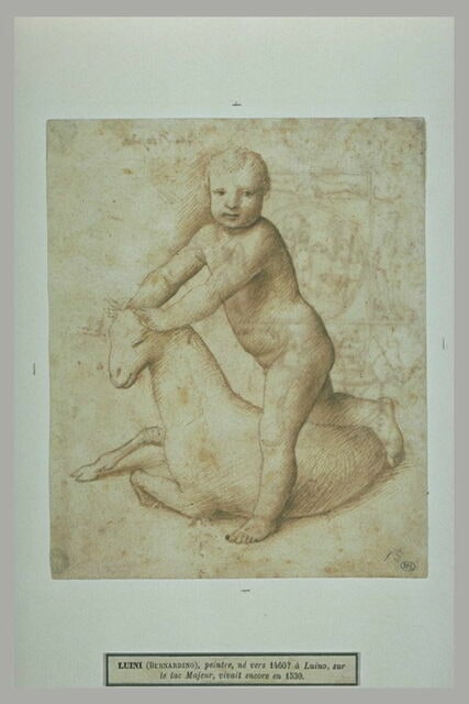Enfant jouant avec un agneau