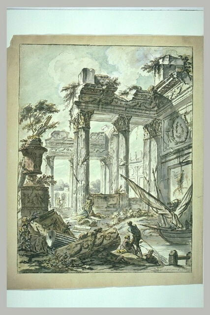 Personnages dans des ruines antiques