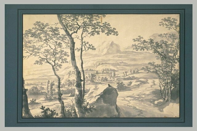 Paysage d'abres, de vallées et de rochers