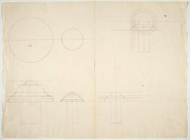 Plans, profils et coupes de rosaces décoratives