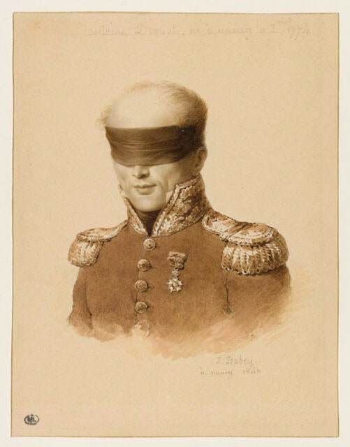 Portarit du général Drouot, un bandeau sur les yeux