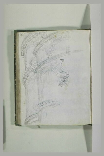 Etude d'un monument antique, et figure de tête d'homme