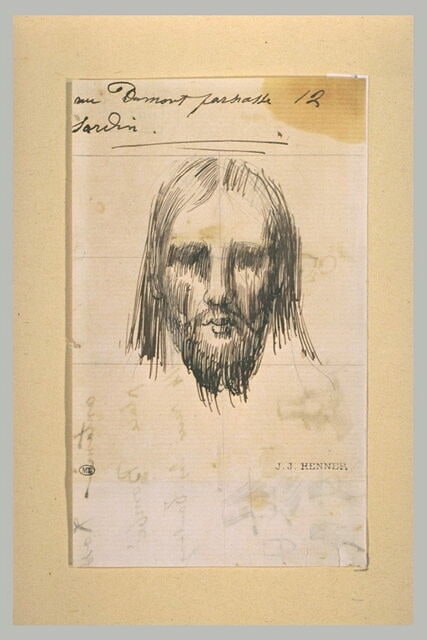 Tête d'un homme barbu, vue de face : le Christ (?)