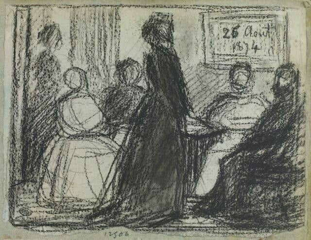 Groupe de figures dans un salon