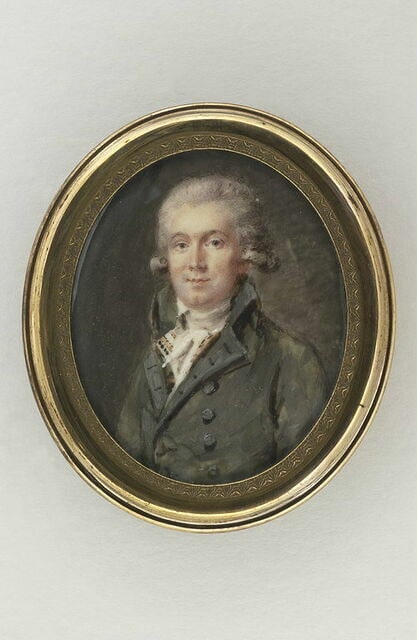 Portrait d'homme, en buste, portant un habit gris-vert