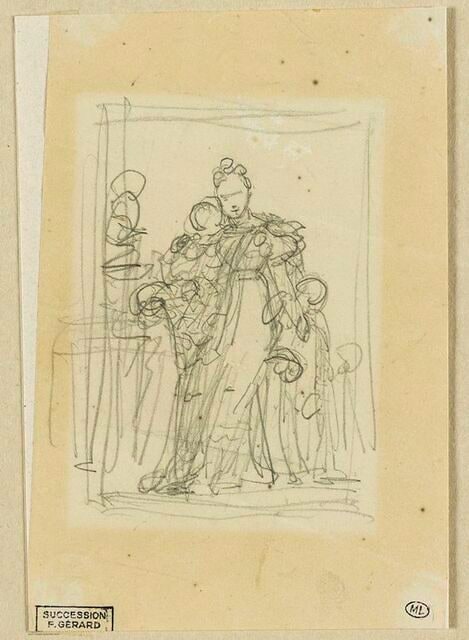 Portrait d'une femme debout avec ses enfants