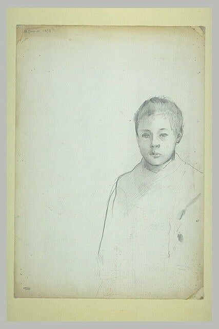 Arï Redon à neuf ans, vu à mi-corps, de face