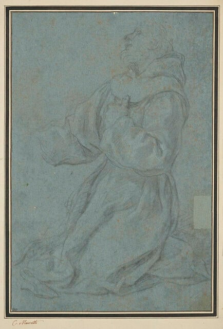 Religieux, à genoux, priant