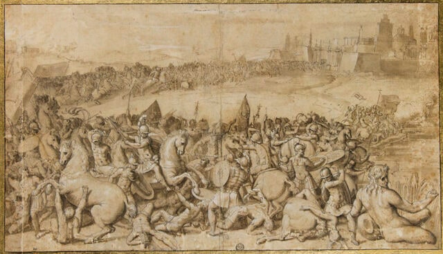 Bataille entre des Chrétiens et des Musulmans, auprès d'une ville