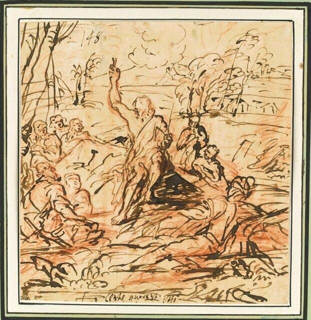 Le Christ, entouré de ses disciples, prêchant