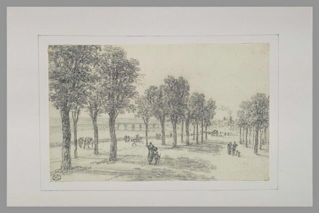 Allée bordée d'arbres le long de la Seine