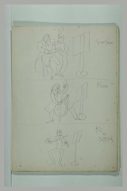 Croquis humoristique représentant des musiciens