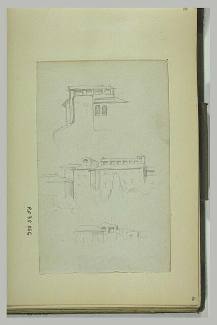 Trois croquis de bâtiments avec loggia