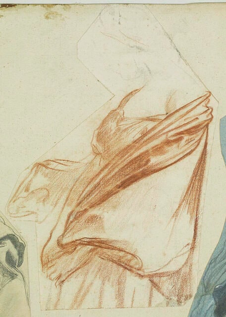 Buste de jeune femme entouré d'un châle