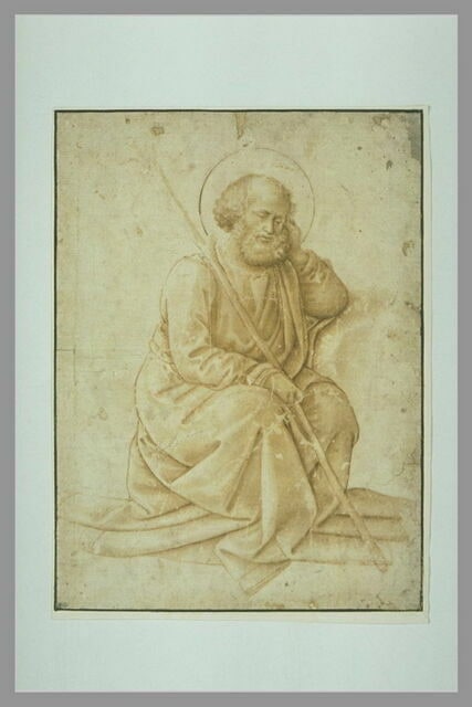 Saint Joseph assis, de trois-quarts vers la droite