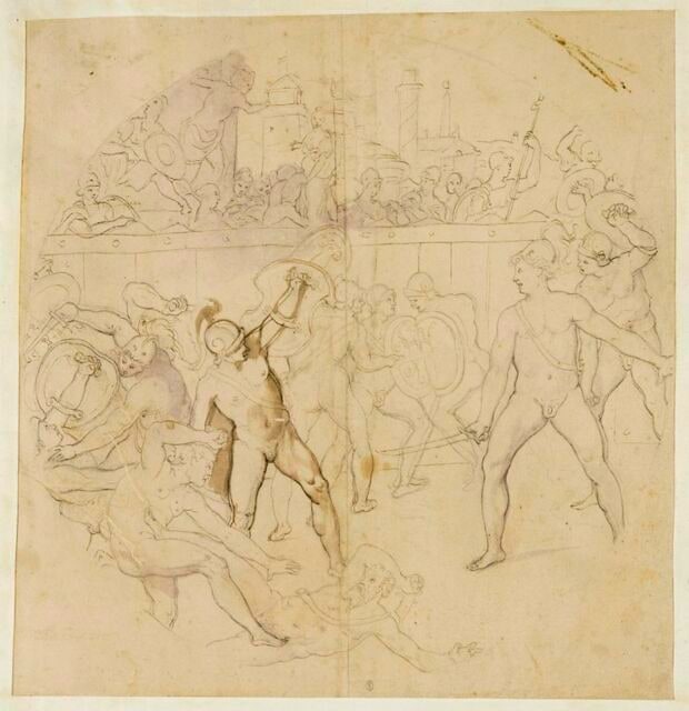Combat entre des guerriers nus