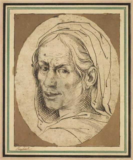 Tête de vieille femme, vue de trois quarts