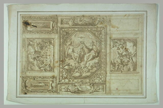Etude pour un plafond, avec le Couronnement de la Vierge
