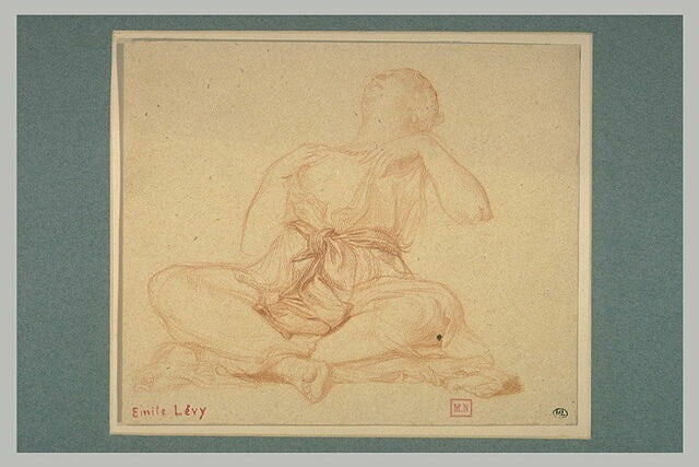 Femme vêtue à l'antique, assise