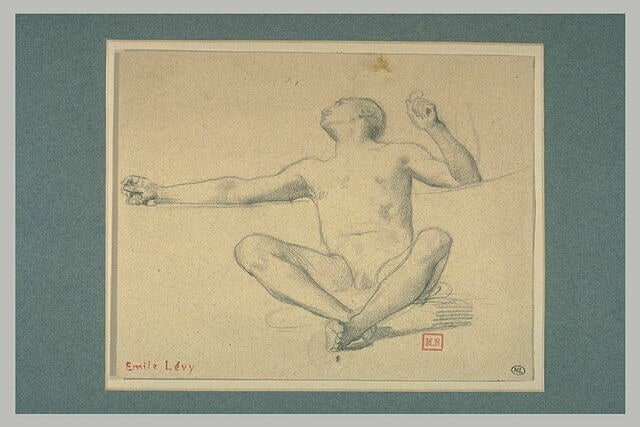 Homme nu, assis, de face
