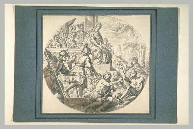 Saint Louis, enfant, distribuant des aumônes