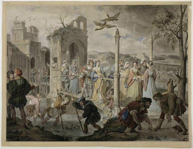 Scène de pêche du temps de François Ier
