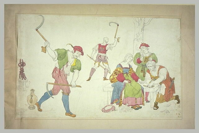 Personnages en costume du XVIè siècle