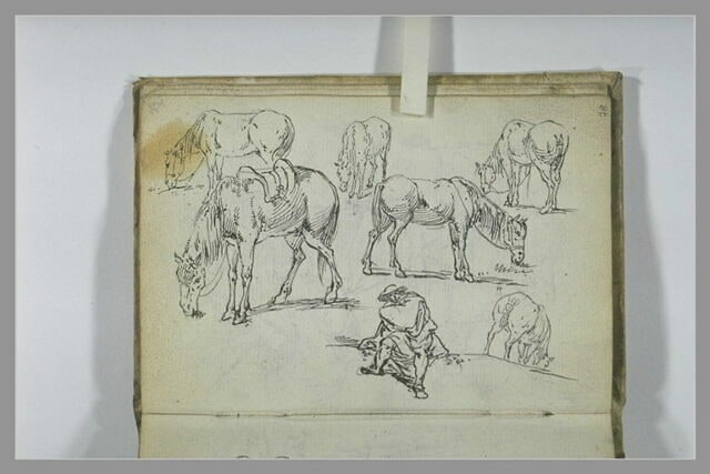 Etudes d'un paysan et de chevaux