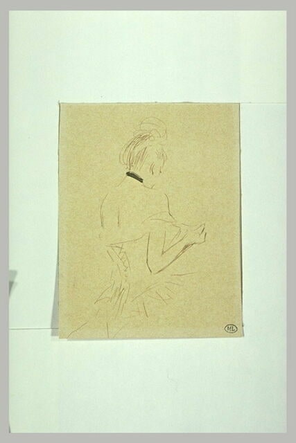 Femme en corset, vue à à mi-corps, de dos